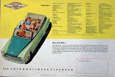 Wartburg Eisenach Convertible Modelprogram 1956 Carbrochure (6568)